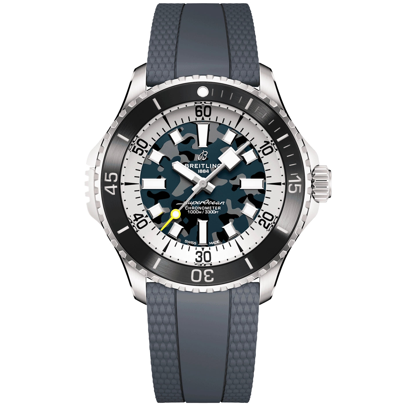 Superocean Super Diver 46mm Grey Camo Dial Rubber Strap Watch