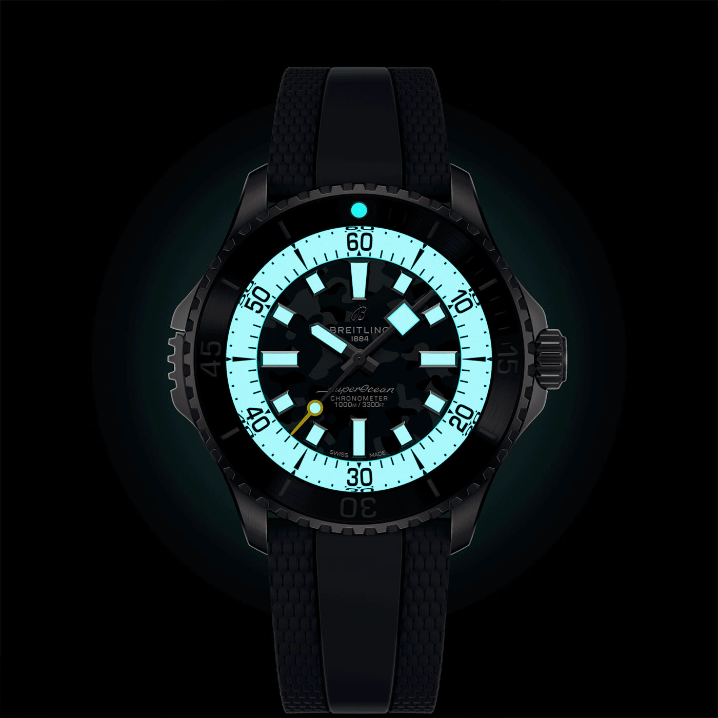 Superocean Super Diver 46mm Grey Camo Dial Rubber Strap Watch