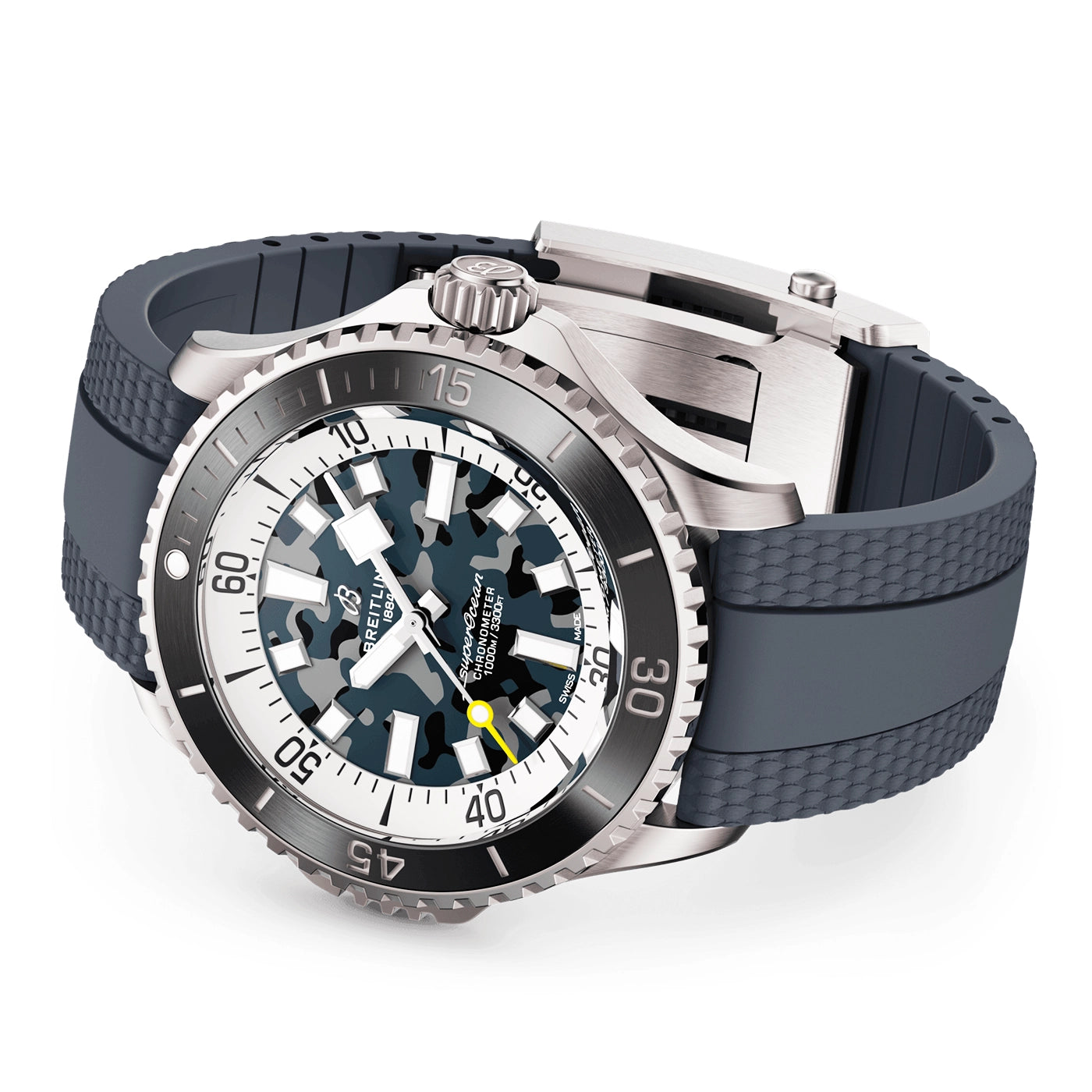 Superocean Super Diver 46mm Grey Camo Dial Rubber Strap Watch