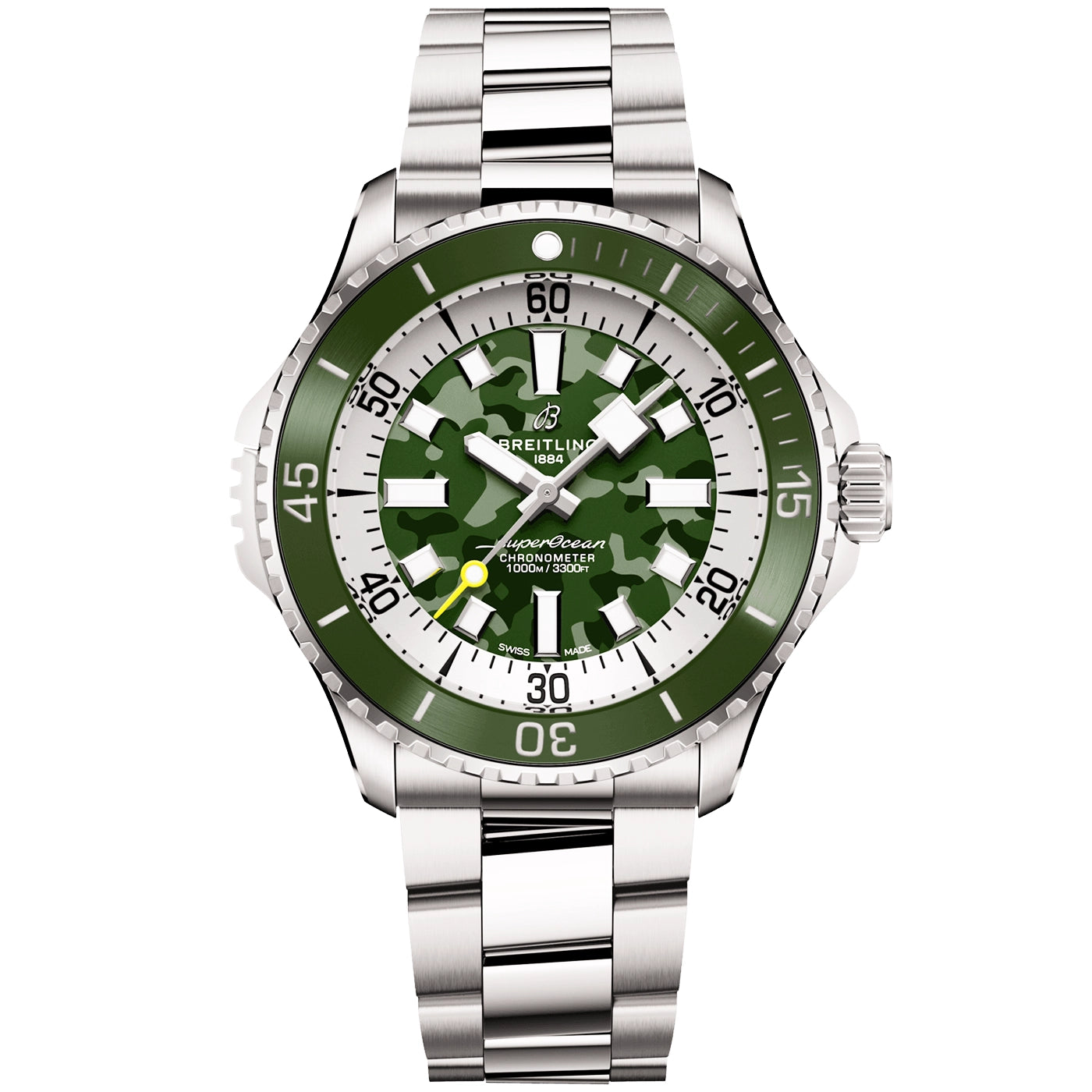 Superocean Super Diver 46mm Green Camo Dial Bracelet Watch