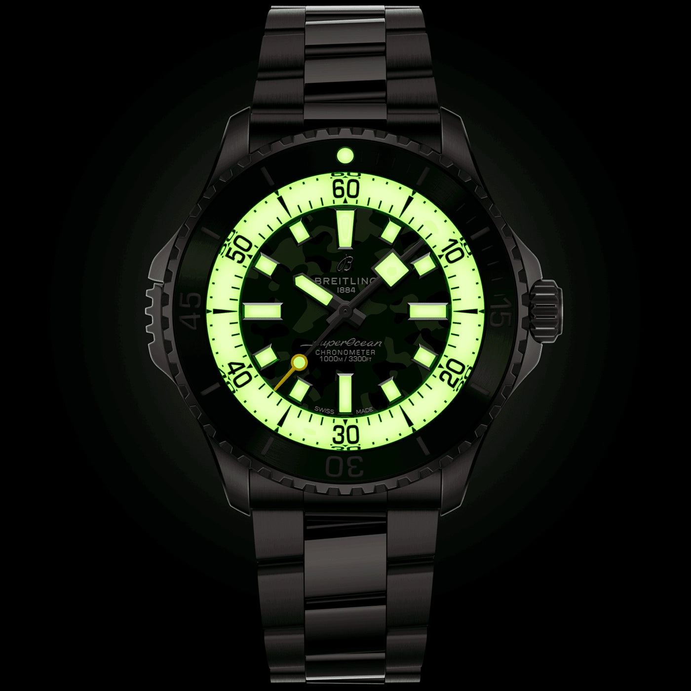 Superocean Super Diver 46mm Green Camo Dial Bracelet Watch