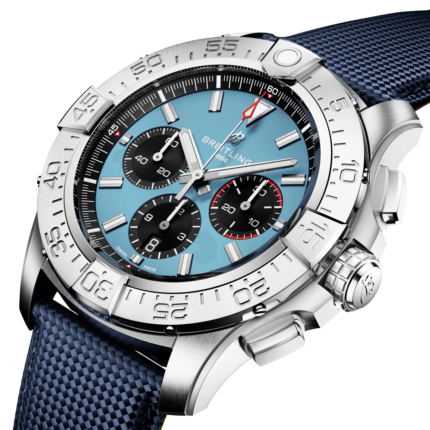 Super Avenger Chronograph 46mm Titanium Blue Dial Strap Watch