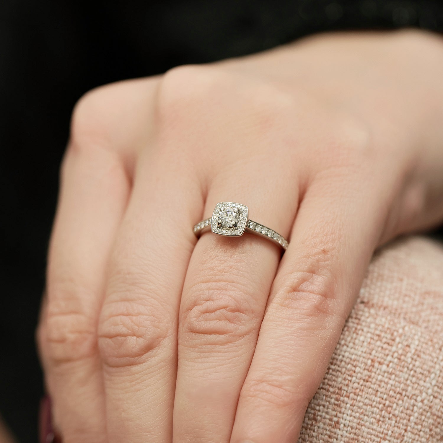 Platinum Brilliant Cut Diamond Halo Cluster Ring