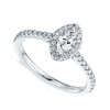 Platinum Halo Set Marquise Cut Diamond & Pave Set Shoulders Engagement Ring