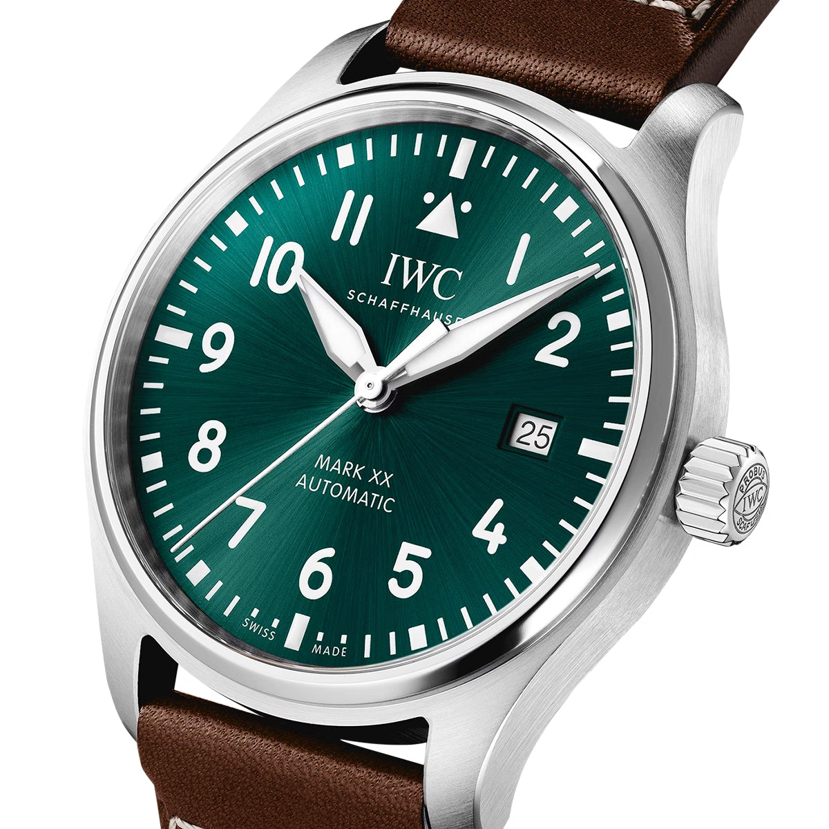 IWC Schaffhausen Pilot's Mark XX 40mm Green Dial Men's Automatic Strap Watch - Berry's Jewellers