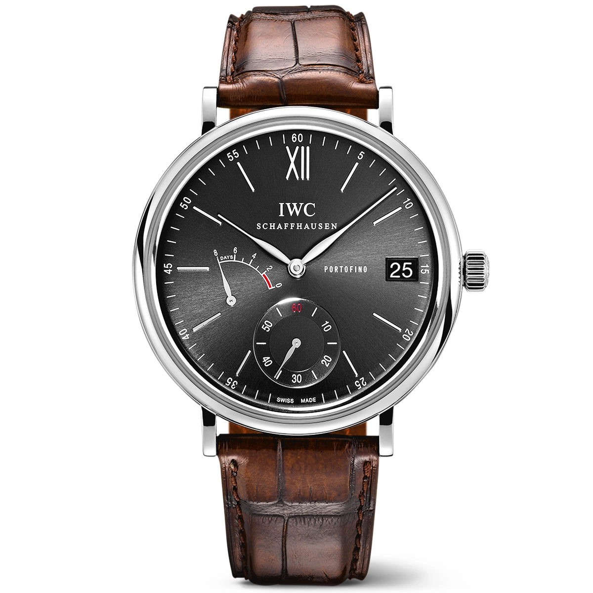 IWC Schaffhausen Portofino Hand-Wound 45mm Black Dial Men's Strap Watch - Berry's Jewellers