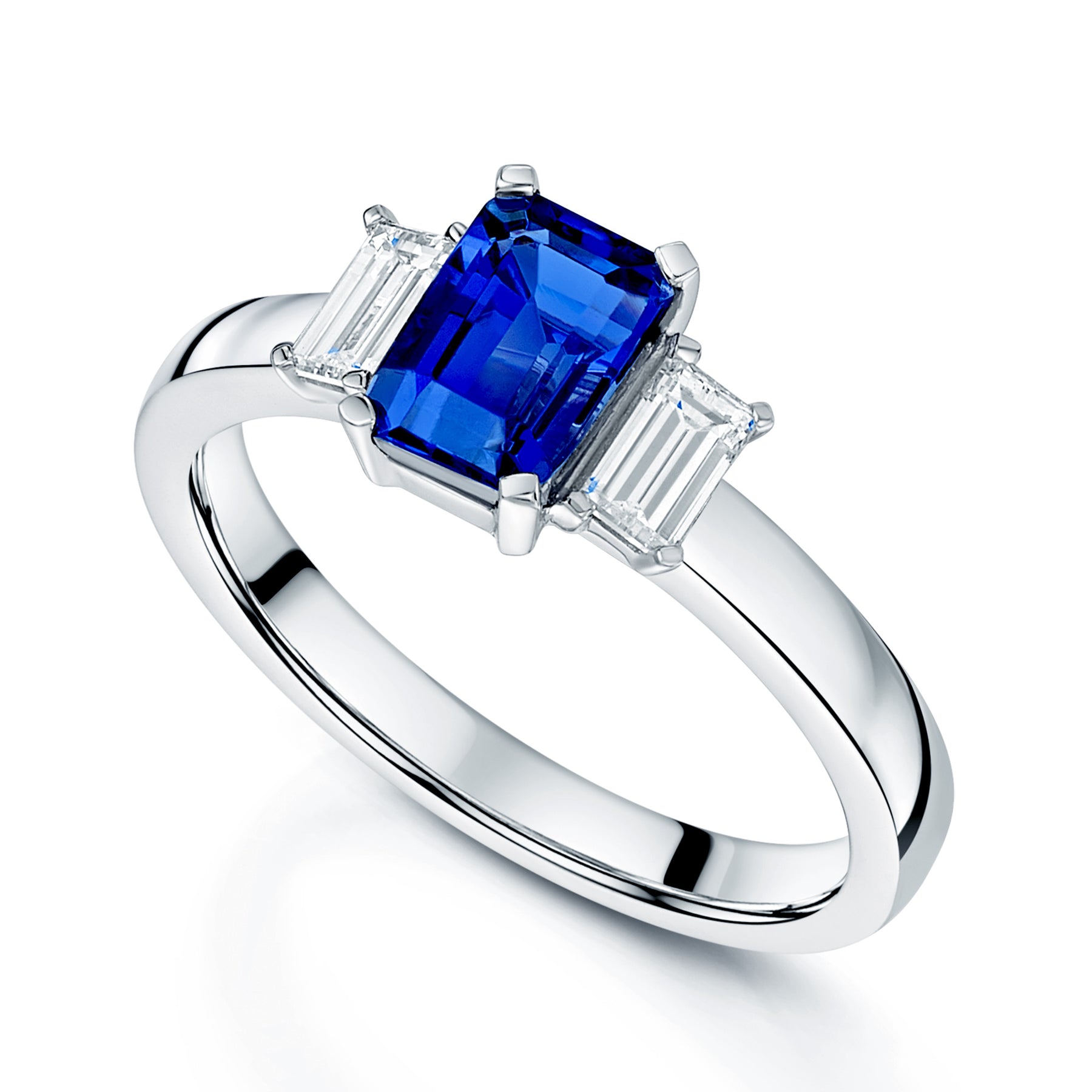 Platinum Tanzanite and Diamond Three Stone