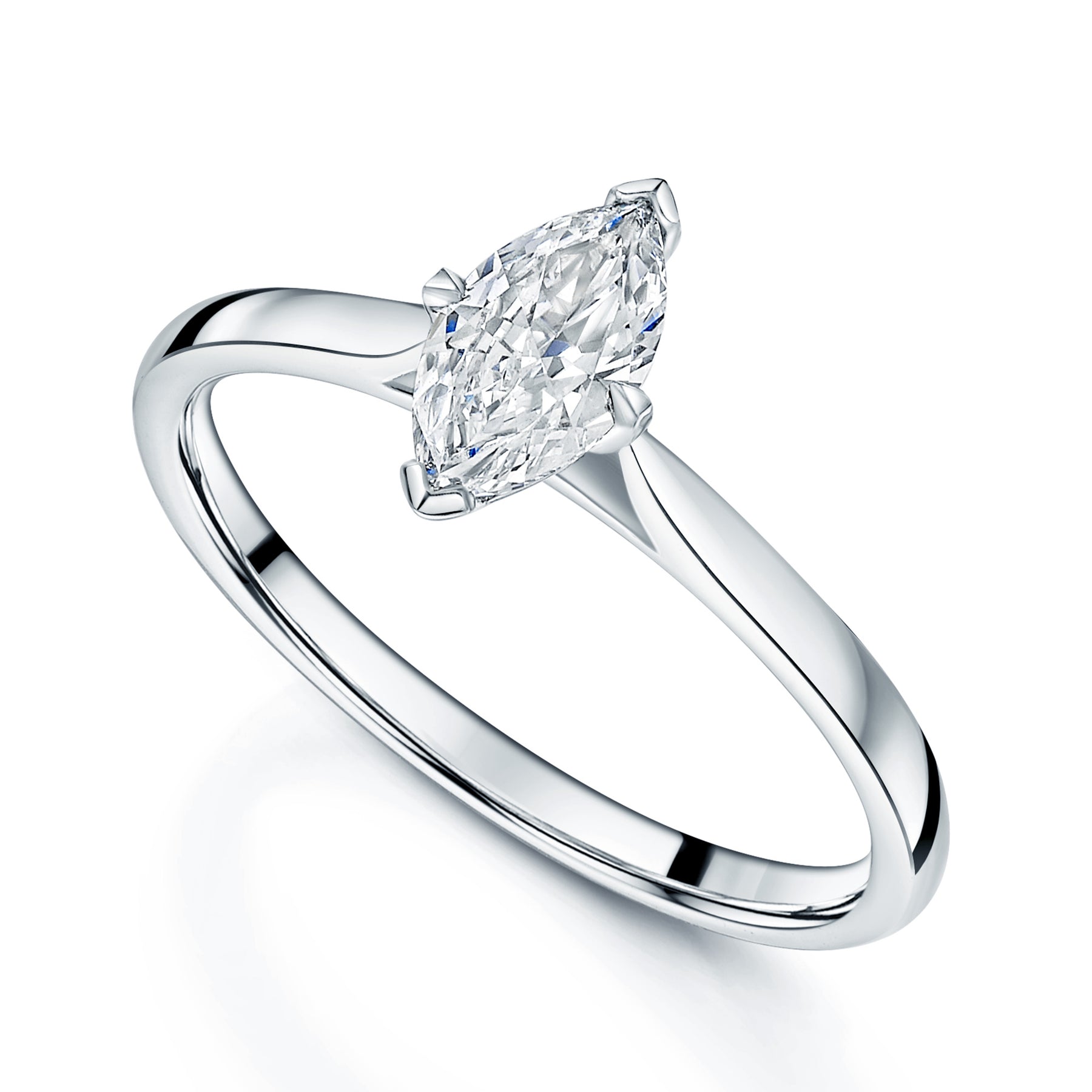 Platinum GIA Certificated Marquise Cut Diamond Solitaire Ring