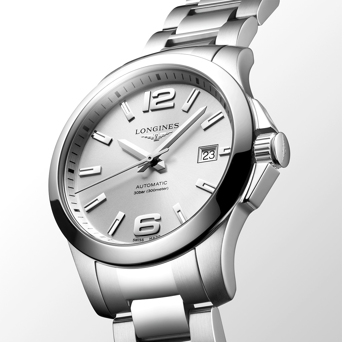 Conquest 39mm Silver Dial Automatic Bracelet Watch