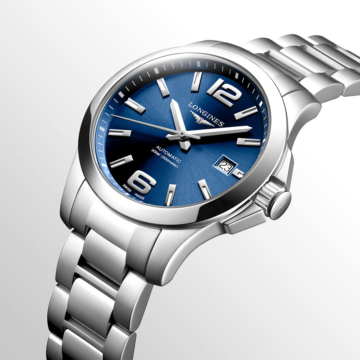 Conquest 39mm Blue Dial Automatic Bracelet Watch