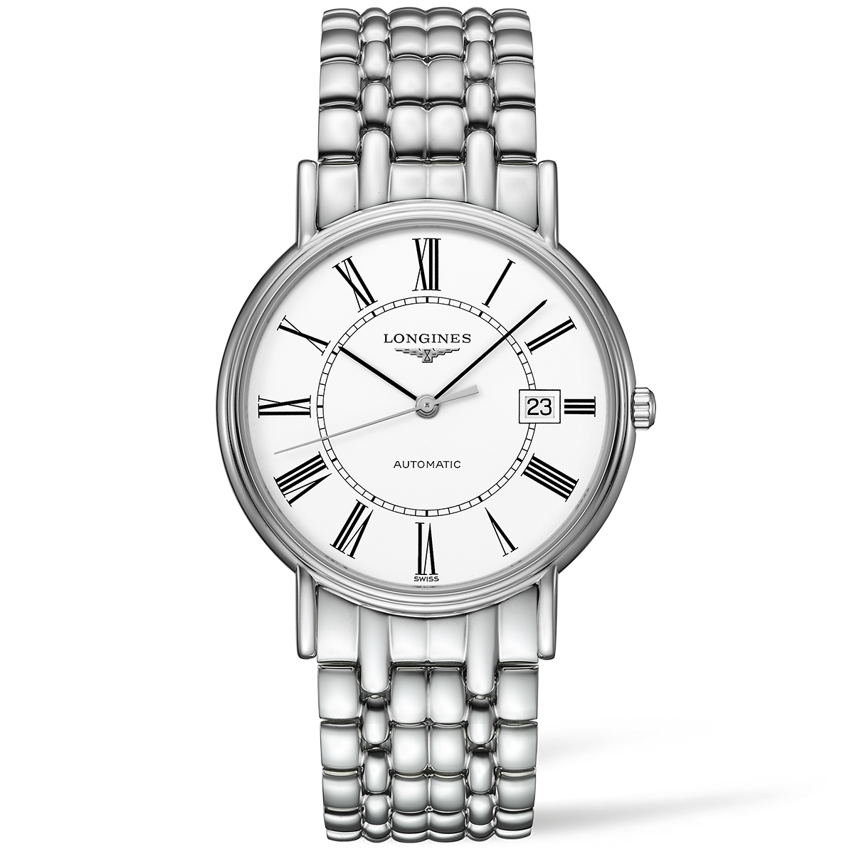 Prescence Steel 38mm Steel and Silver Dial Automatic Bracelet Watch