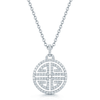 18ct White Gold Diamond Circular Oriental Design Pendant