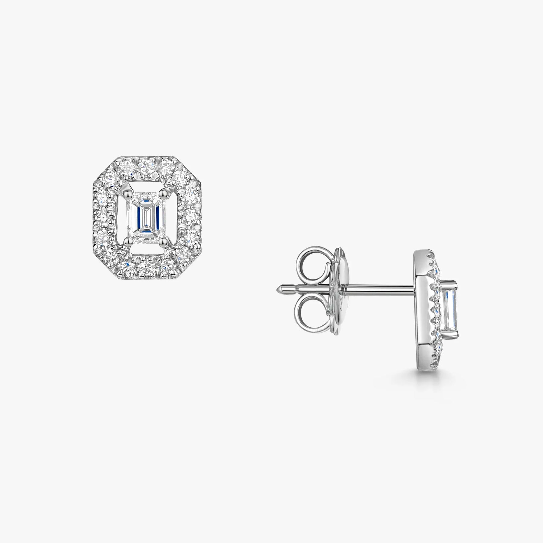 18ct White Gold Emerald Cut Diamond Pendant & Earring Set