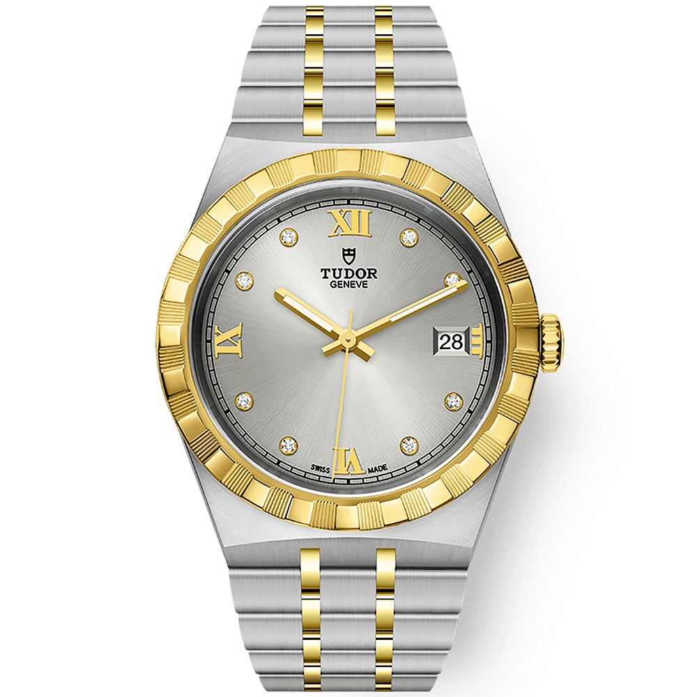 Royal 38mm Two-Tone Silver Diamond Dial Bracelet Watch