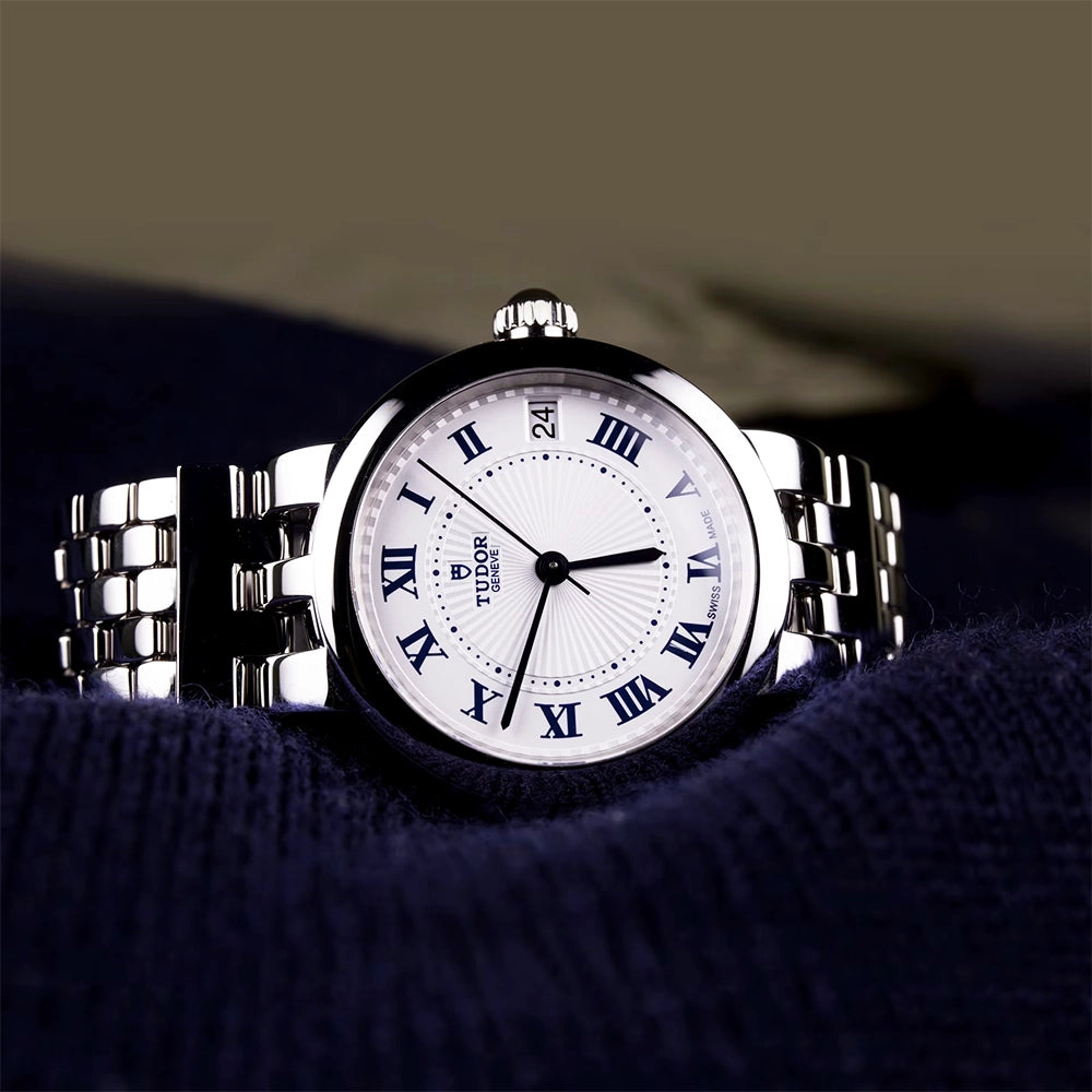 TUDOR Clair de Rose 26mm Opaline Silver Dial Ladies Bracelet Watch - Berry's Jewellers