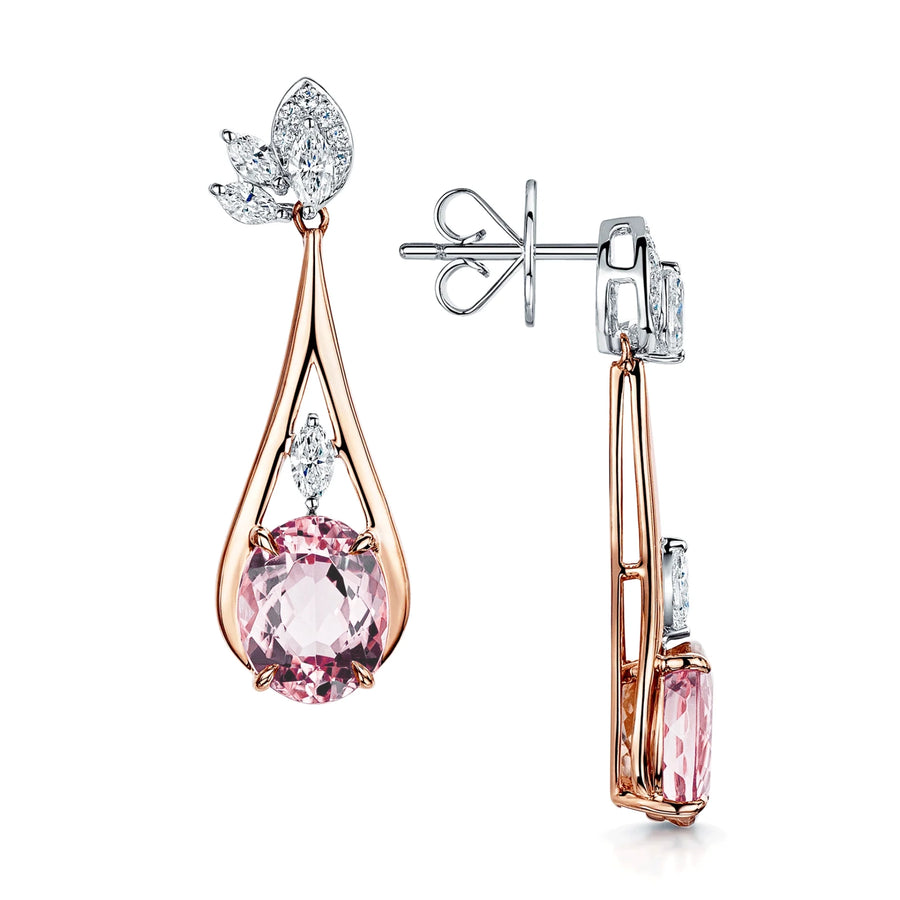 18ct Rose & White Gold Pink Tourmaline Jewellery Set