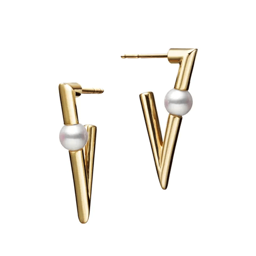 V Code 18ct Yellow Gold Earrings