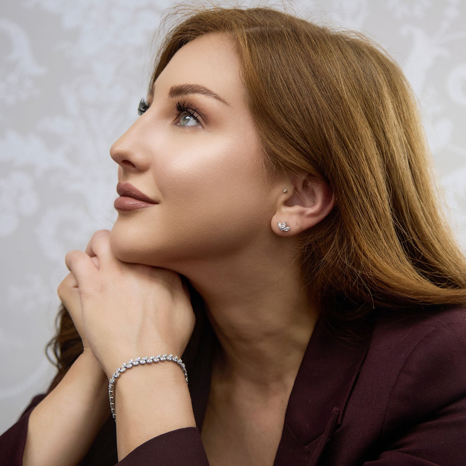 Platinum Diamond Bracelet & 18ct White Gold Earring Set