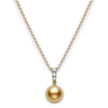 Morning Dew 18ct Yellow Gold Golden South Sea Pearl And Round Brilliant Cut Diamond Graduated Pendant