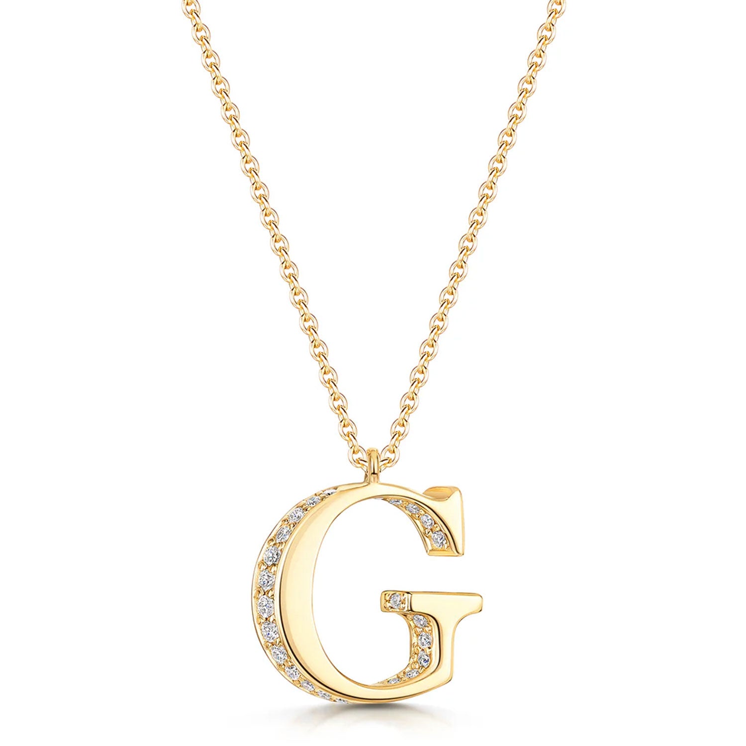 18ct Yellow Gold Diamond Initial Pendant & Chain