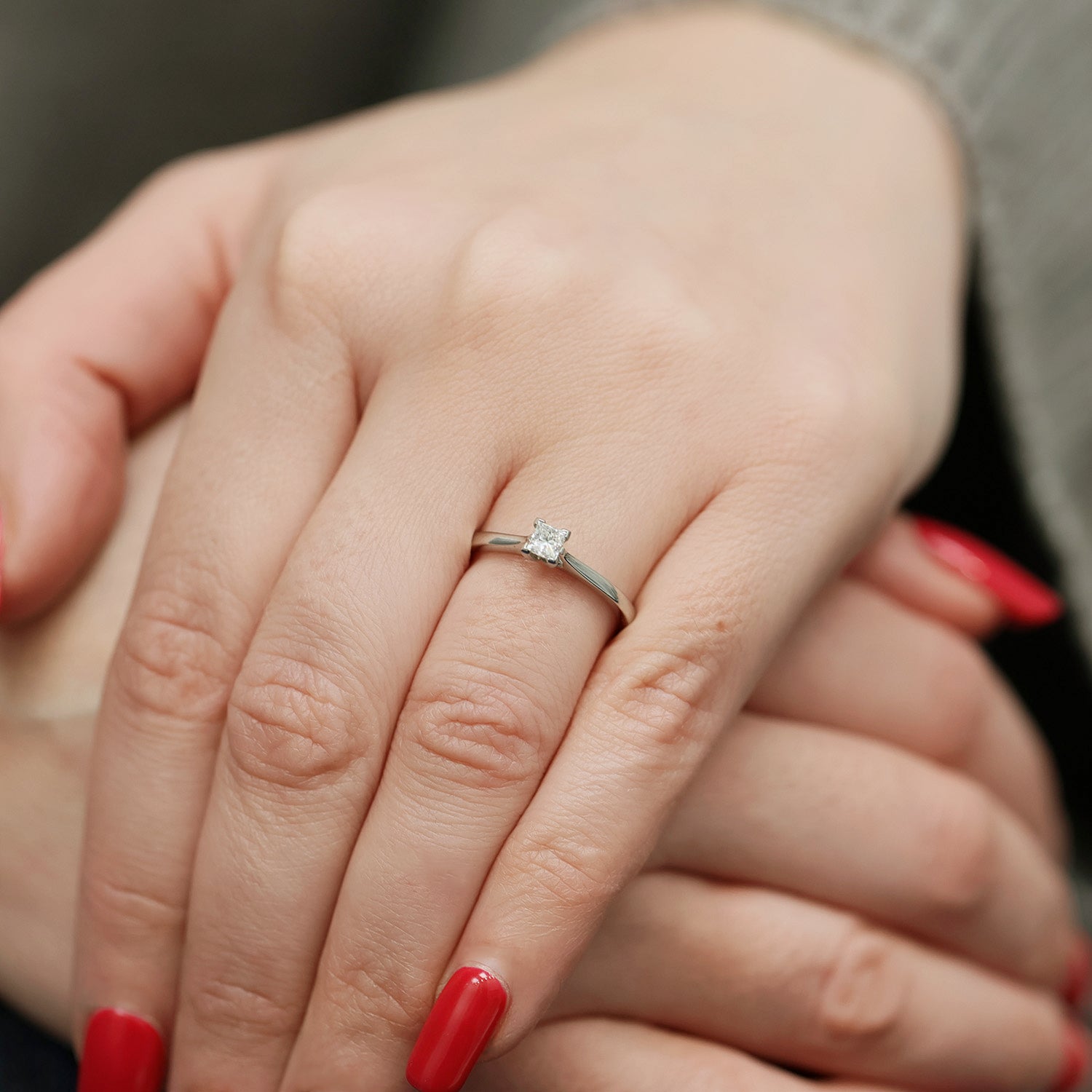 Platinum Princess Cut Diamond Ring With Four Corner Claws