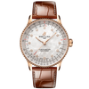 Navitimer 36mm 18ct Red Gold White Mother of Pearl Diamond Dial Strap Watch