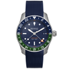 Supermarine S302 GMT Blue / Green 4 Mens 40mm Rubber Strap Watch