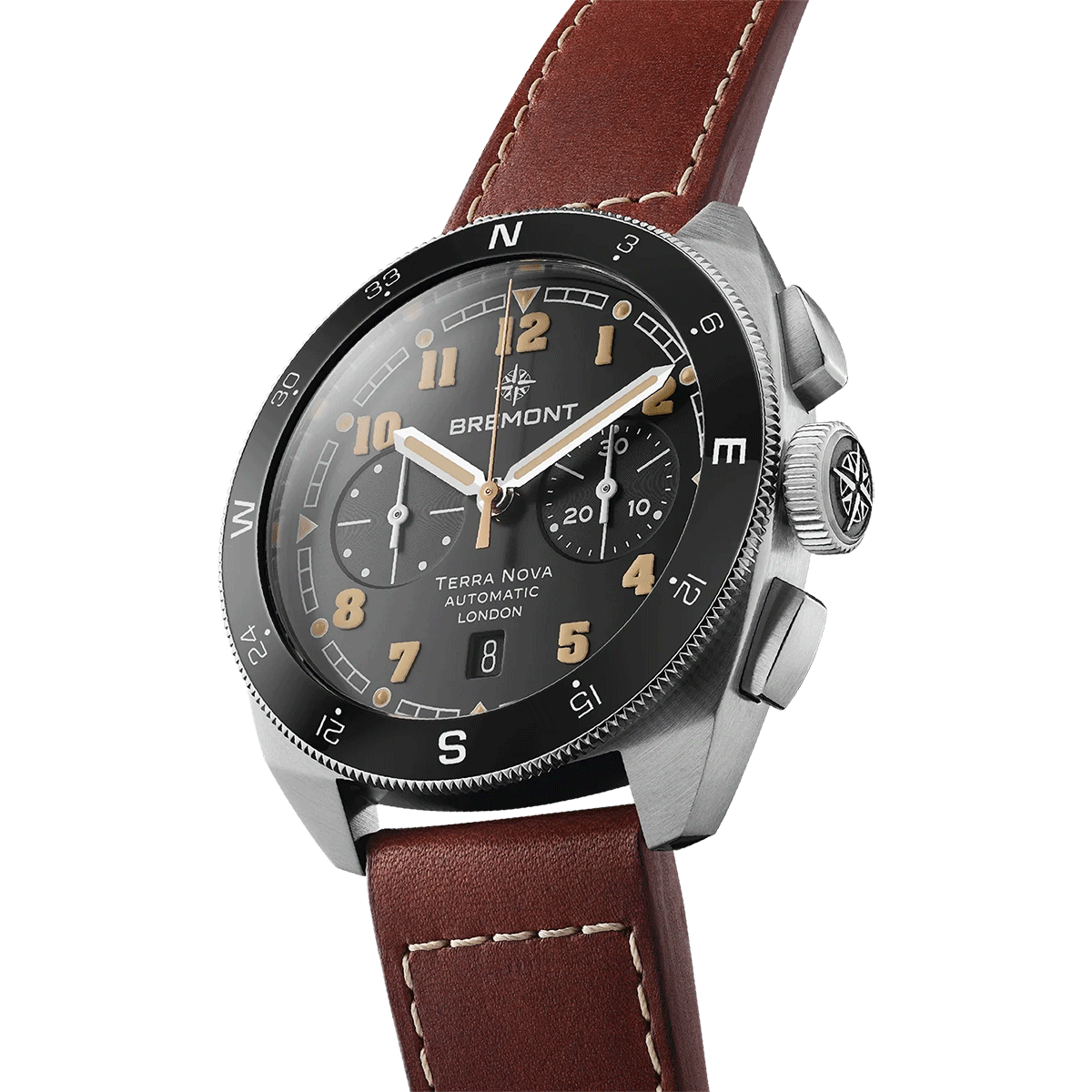 Terra Nova 42mm Black Dial Chronograph Automatic Strap Watch