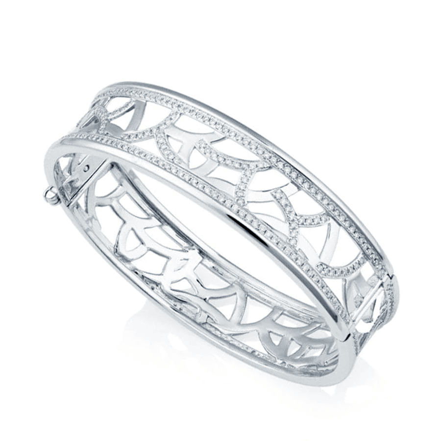 18ct White Gold Diamond Set Cuff Bangle