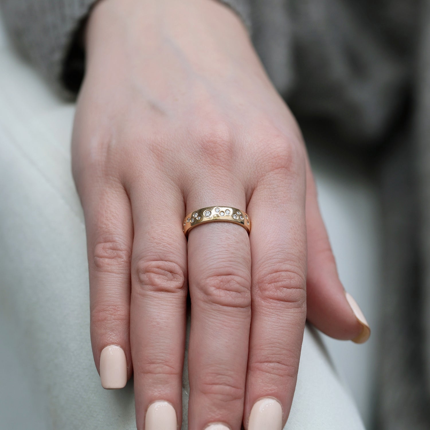 18ct Rose Gold Scattered Diamond Dress Ring