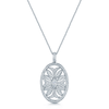 18ct White Gold Round Brilliant And Marquise Cut Diamond Floral Migrain Set Pendant