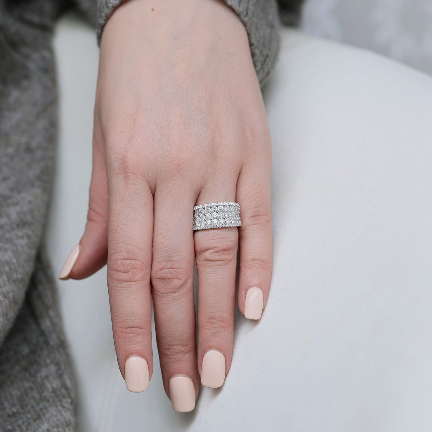 Platinum Concave Diamond Dress Ring