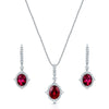 18ct White Gold Oval Rubelite And Diamond Pendant & Earring Set