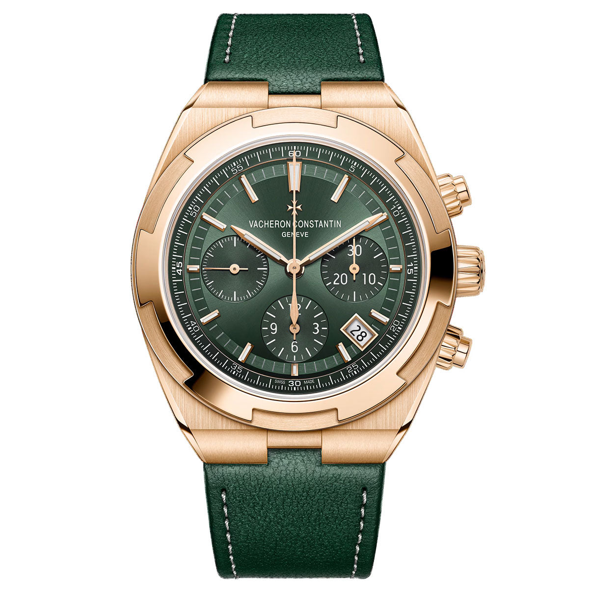 Overseas Chronograph 18ct Pink Gold Green Dial Automatic Bracelet Watch