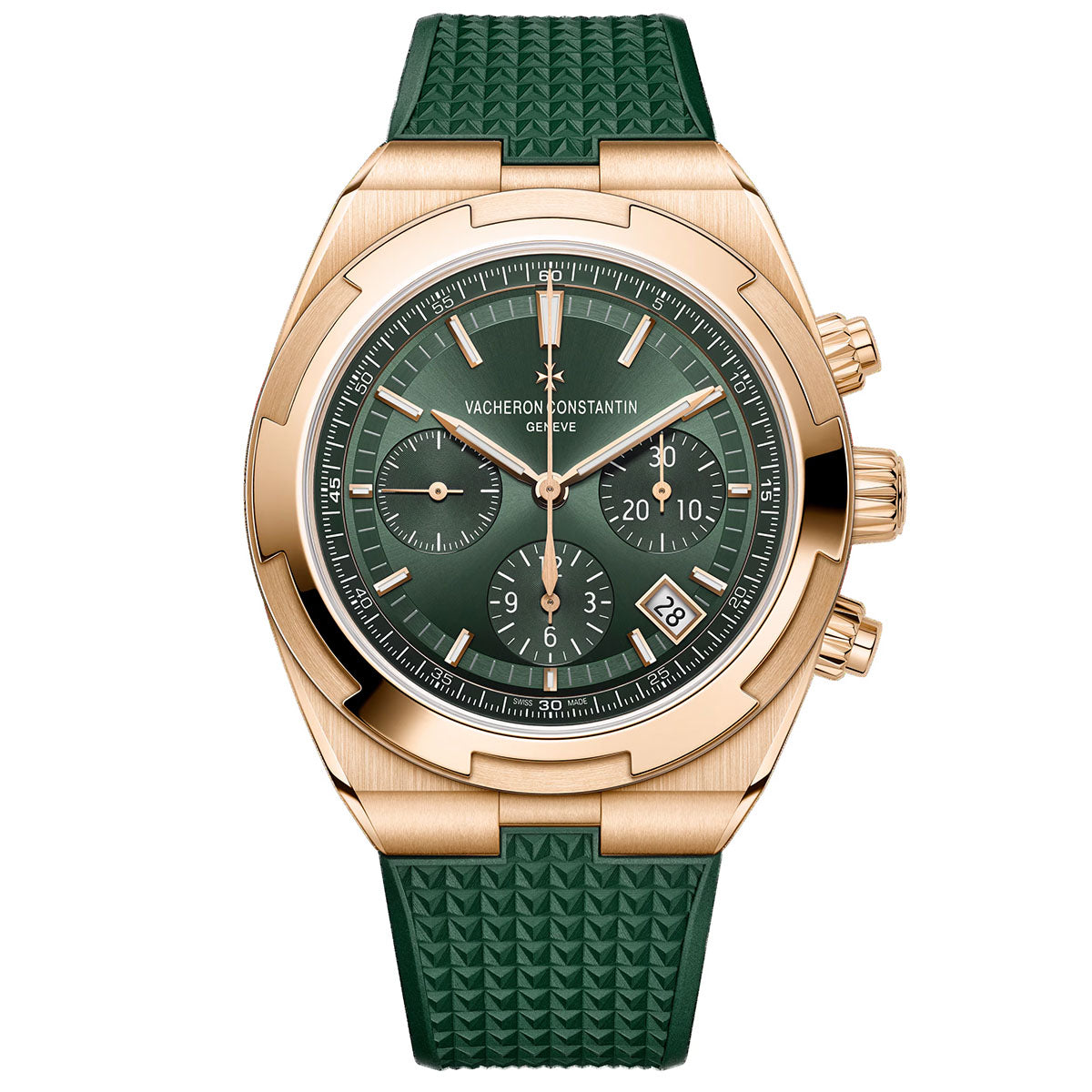 Overseas Chronograph 18ct Pink Gold Green Dial Automatic Bracelet Watch