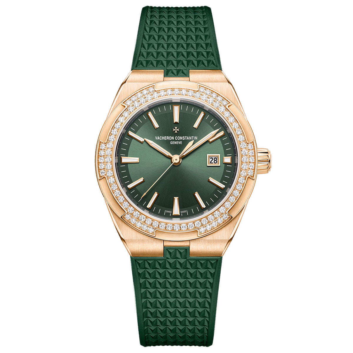 Overseas Self-winding 35mm 18ct Pink Gold Green Dial Watch