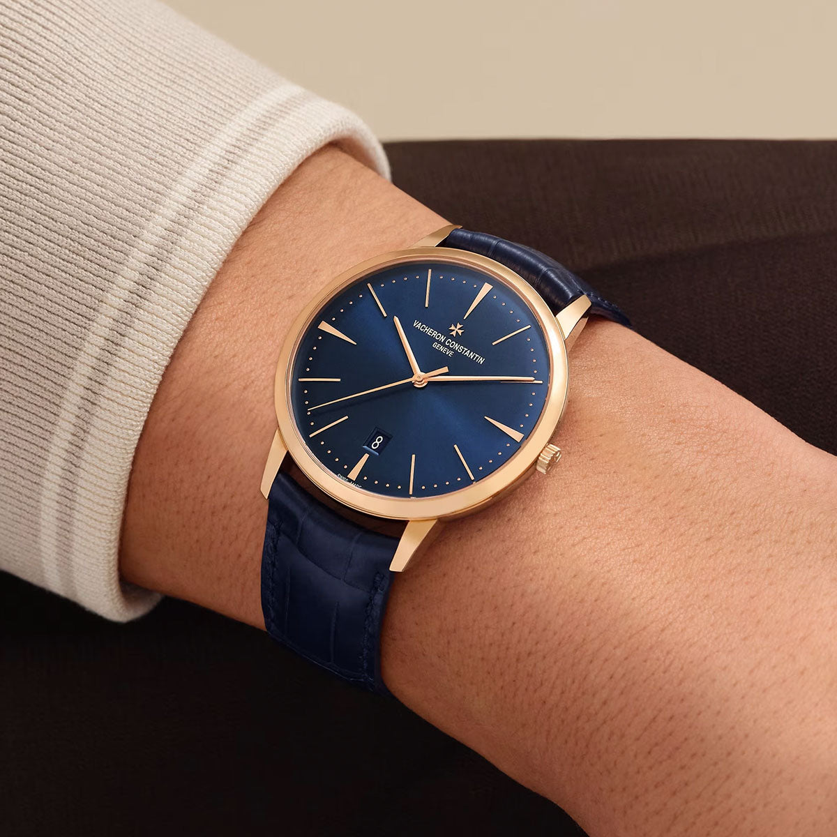 Patrimony 40mm 18ct Pink Gold Blue Dial Watch