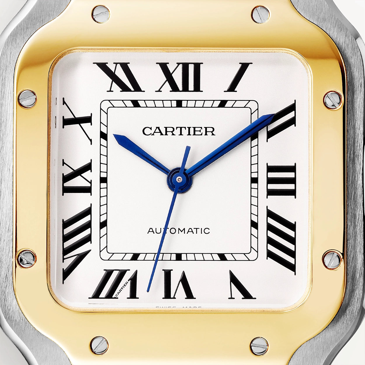 Cartier Santos de Cartier Medium Steel & 18ct Yellow Gold Bracelet/Strap Watch - Berry's Jewellers