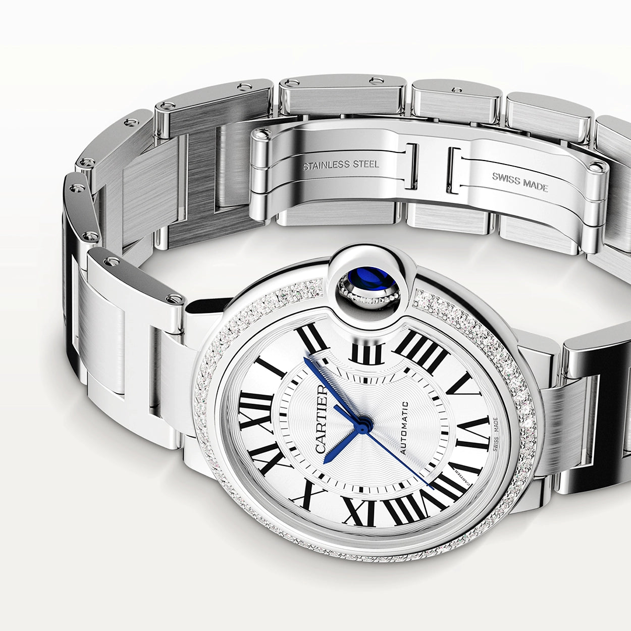 Cartier Ballon Bleu de Cartier 36mm Steel Diamond Set Bezel Watch - Berry's Jewellers