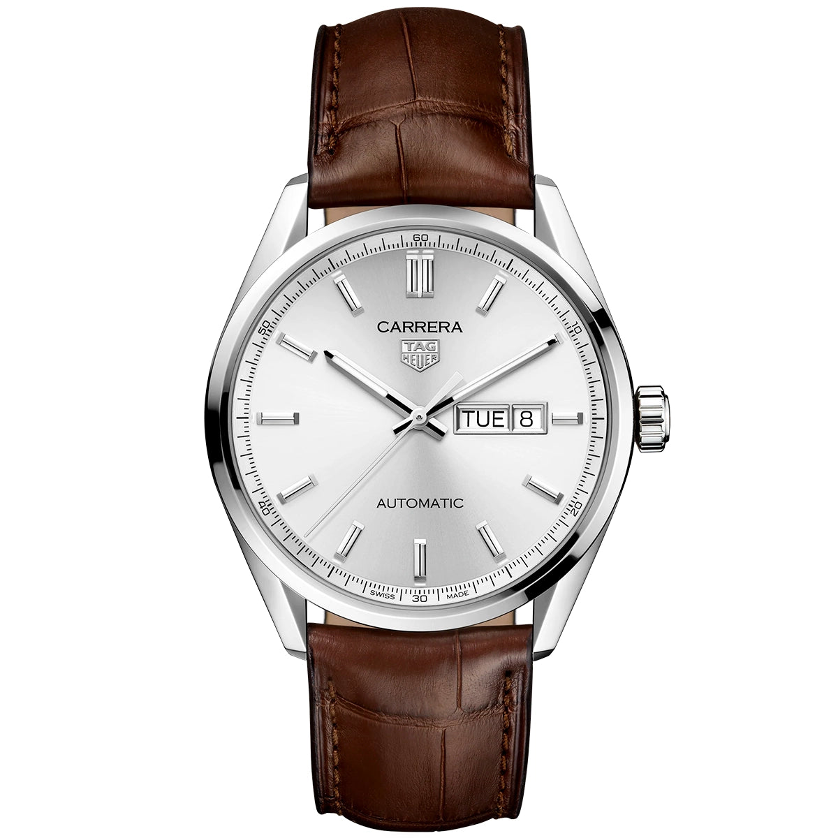 Carrera 41mm Silver Day/Date Dial Men's Automatic Strap Watch