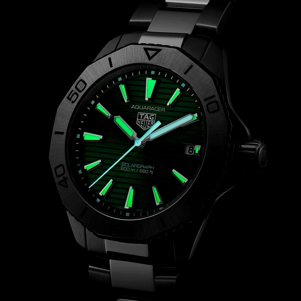 Aquaracer Professional 200 Solargraph 40mm Green Dial Bracelet Watch