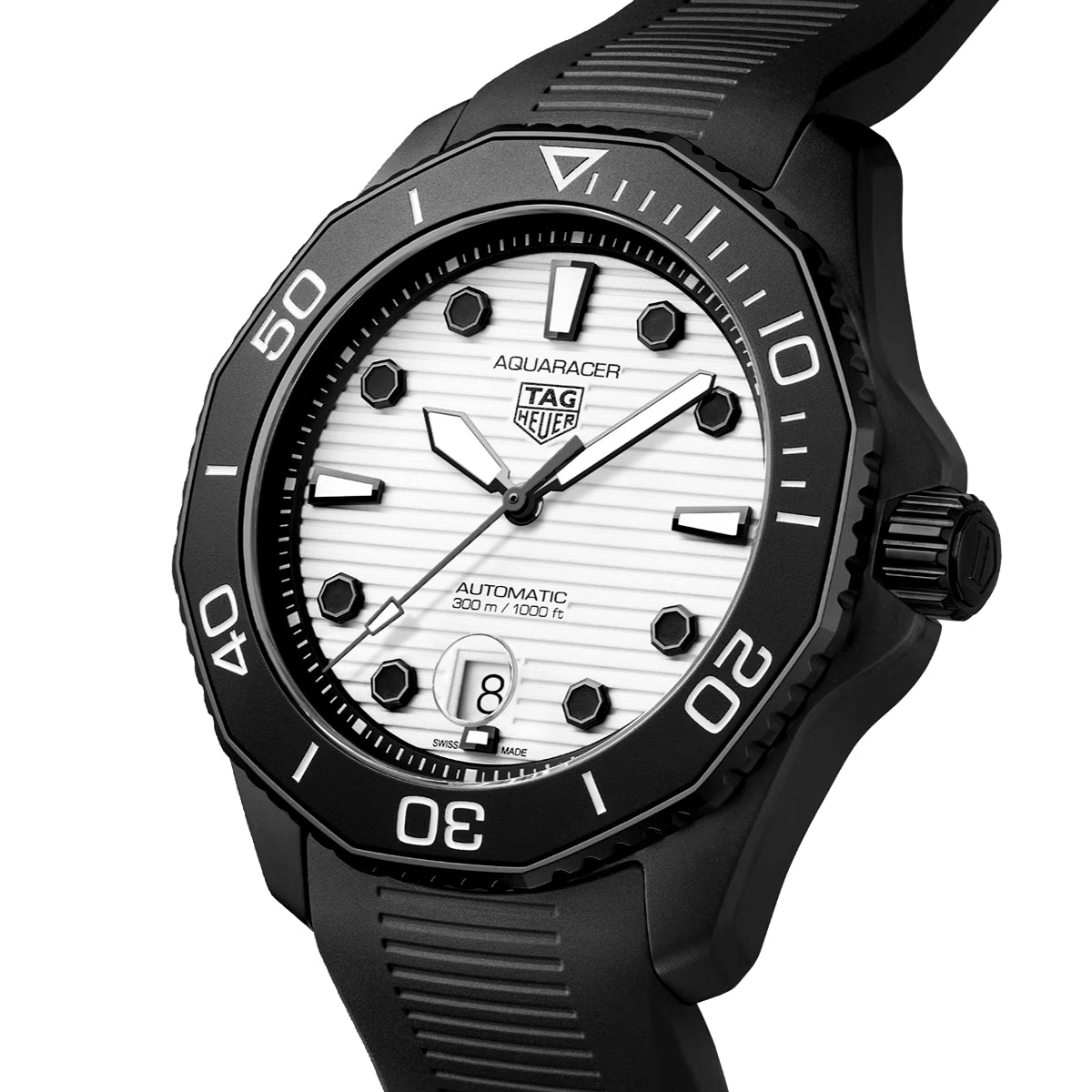 TAG Heuer Aquaracer Nightdiver 43mm Ceramic Bezel Mens Automatic Strap Watch - Berry's Jewellers