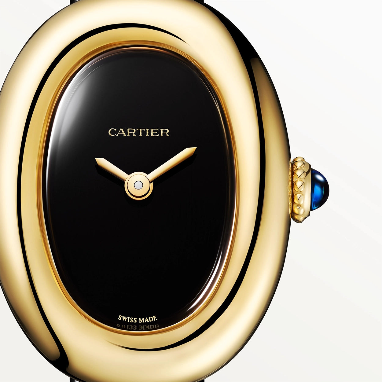 Cartier Baignoire Mini 18ct Yellow Gold Black Dial Ladies Strap Watch - Berry's Jewellers