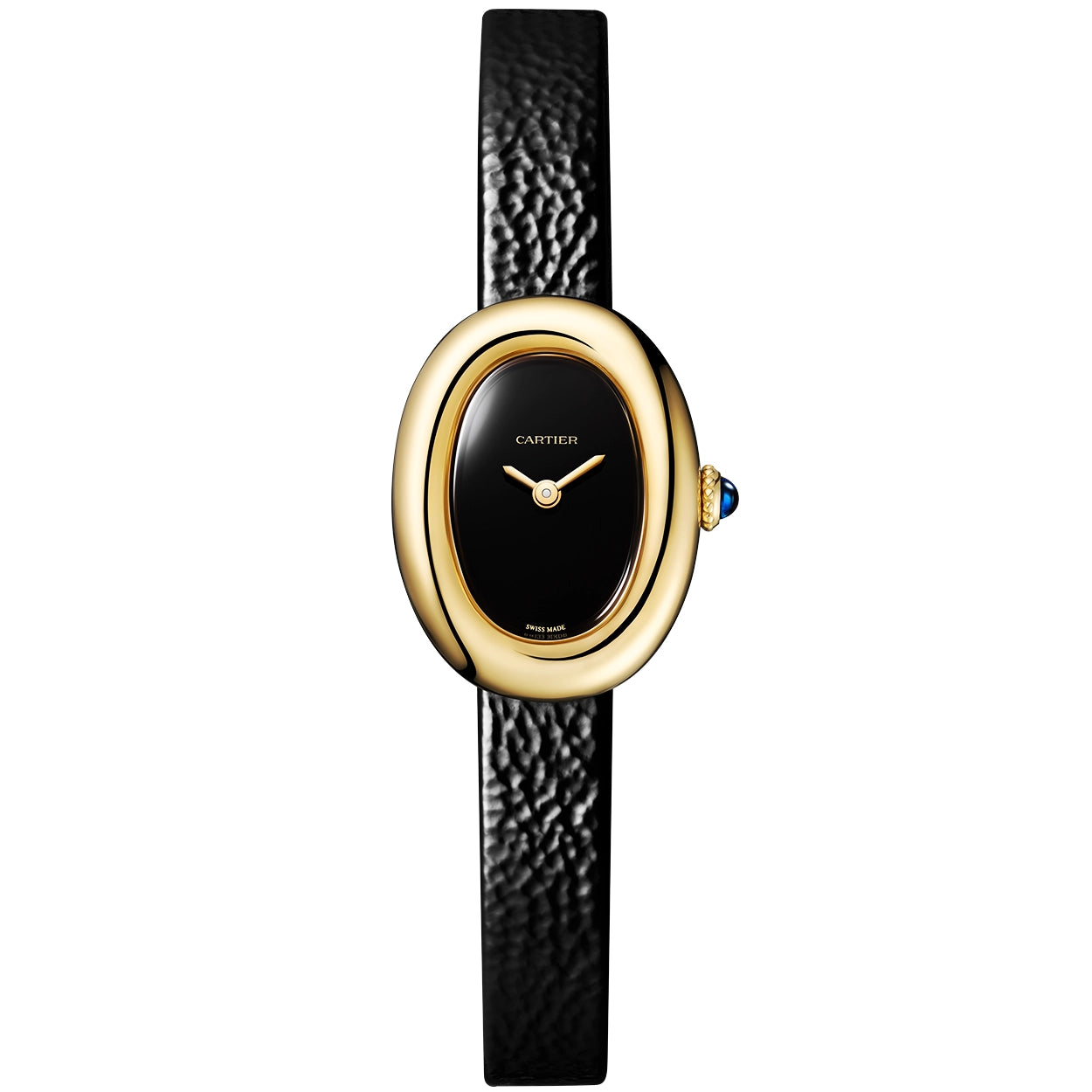 Cartier Baignoire Mini 18ct Yellow Gold Black Dial Ladies Strap Watch - Berry's Jewellers