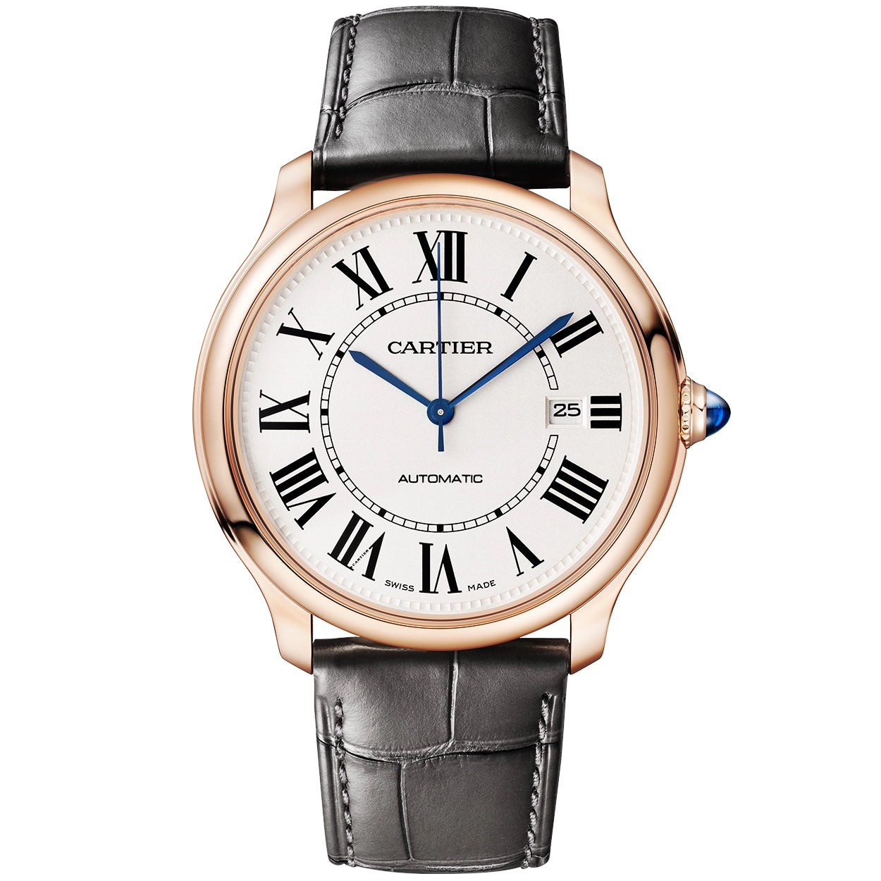 Cartier Ronde Louis Cartier 40mm 18ct Rose Gold Mens Strap Watch - Berry's Jewellers