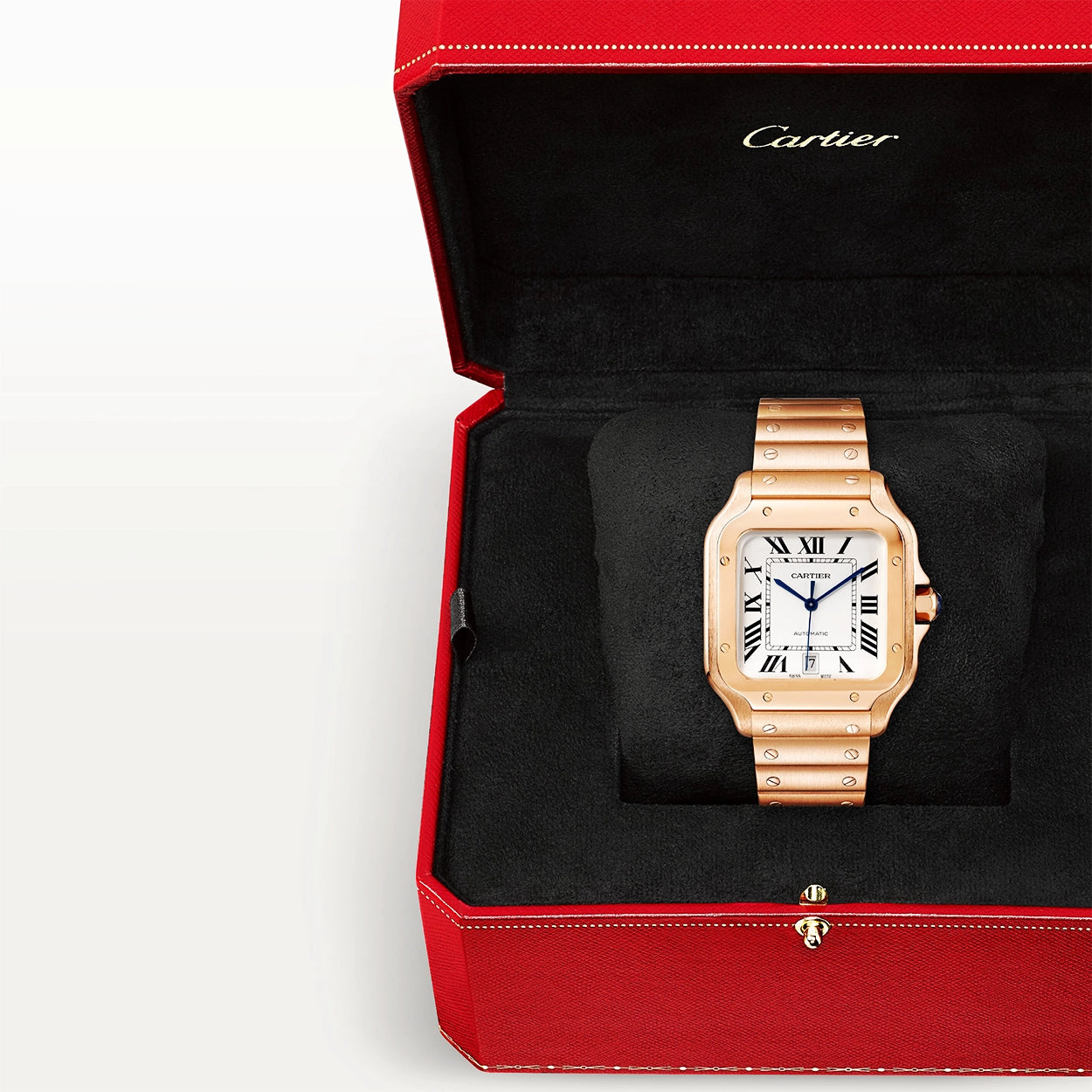 Cartier Santos de Cartier Large Automatic 18ct Rose Gold Bracelet Watch - Berry's Jewellers