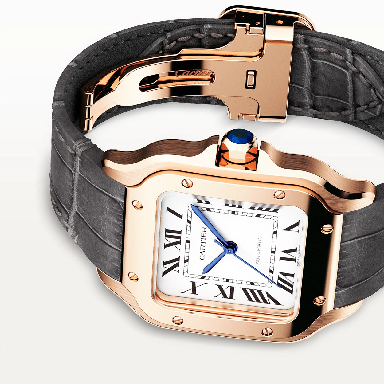 Cartier Santos de Cartier Medium Automatic 18ct Rose Gold Watch - Berry's Jewellers