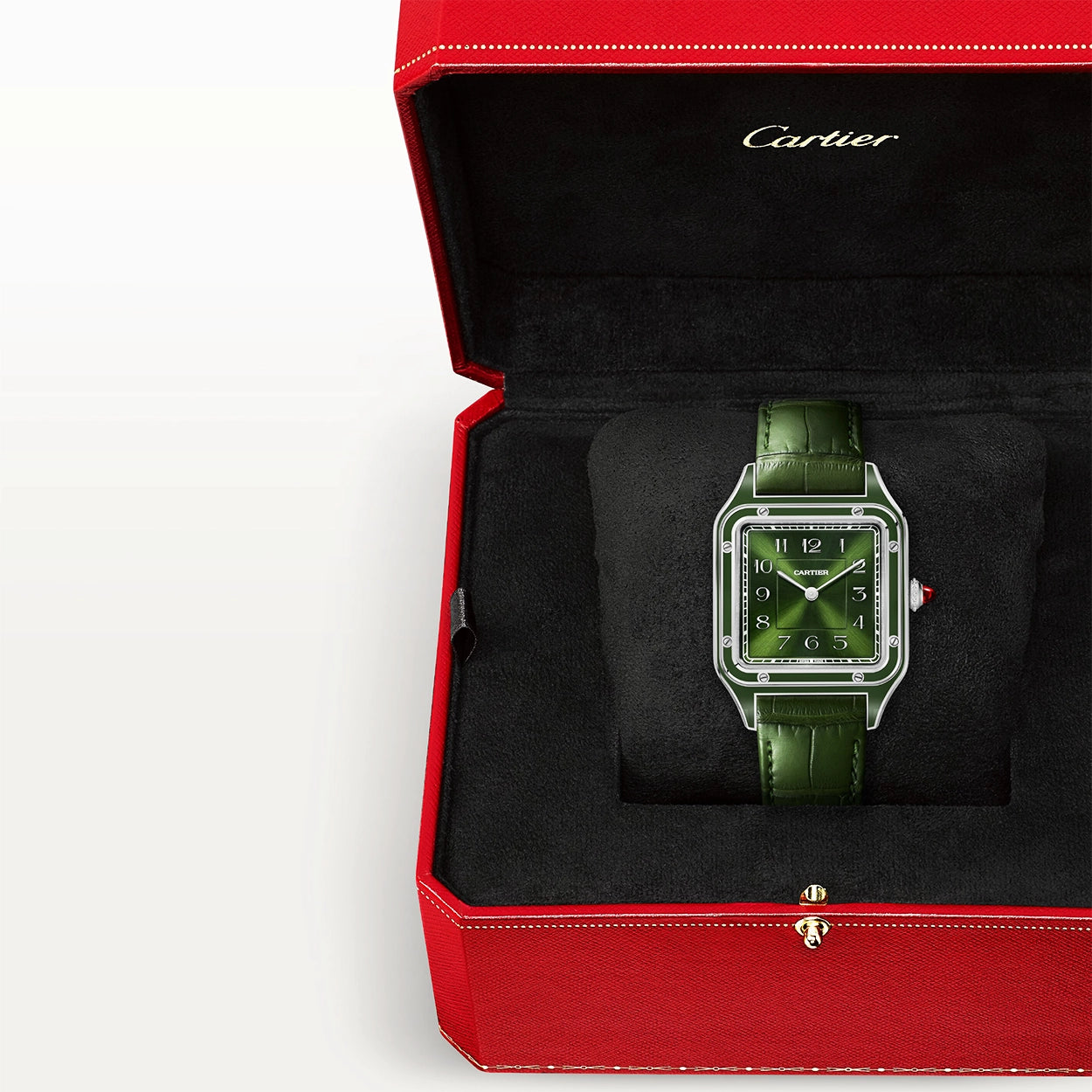 Santos-Dumont Large Platinum Green Lacquer Limited Edition Watch