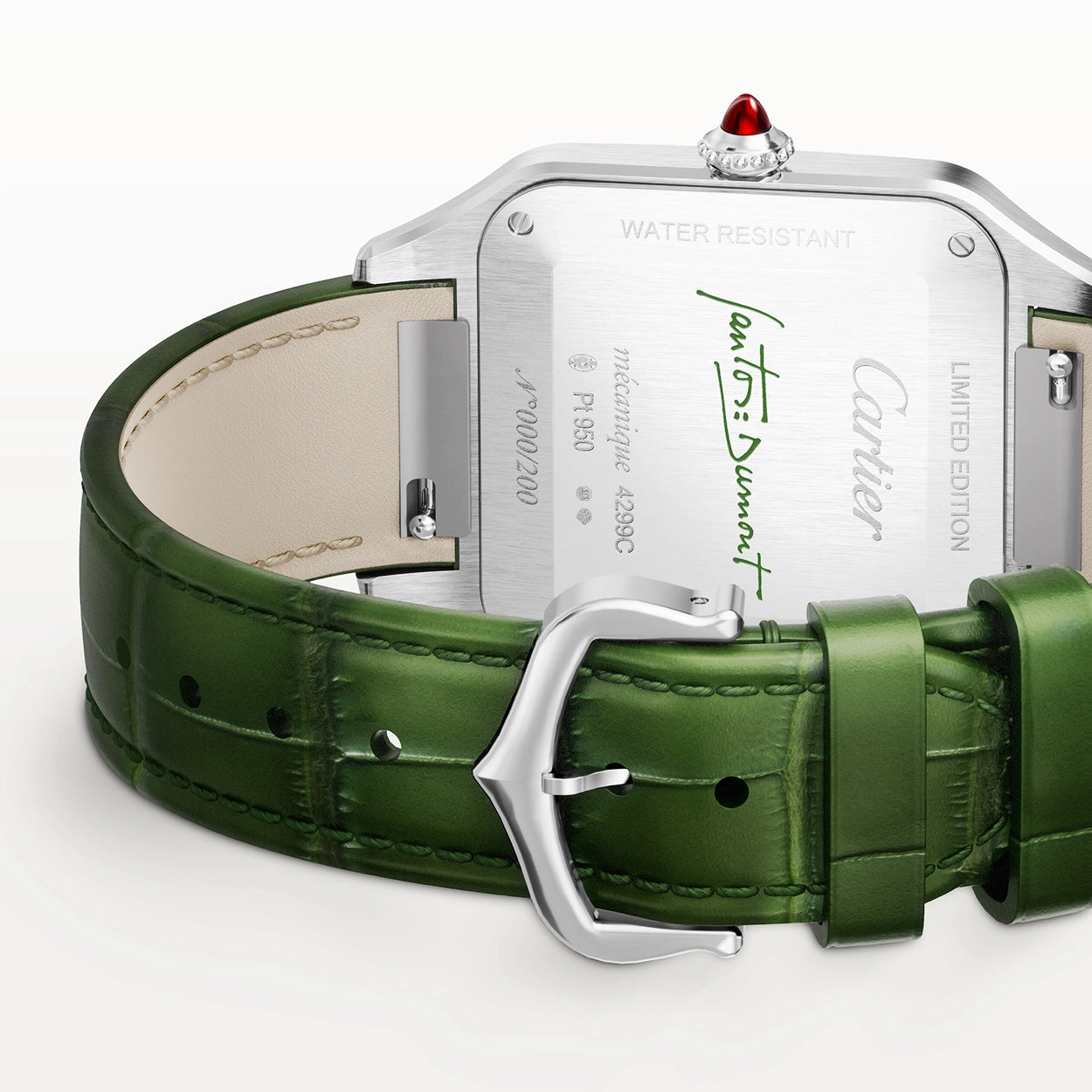 Cartier Santos-Dumont Large Platinum Green Lacquer Limited Edition Watch - Berry's Jewellers