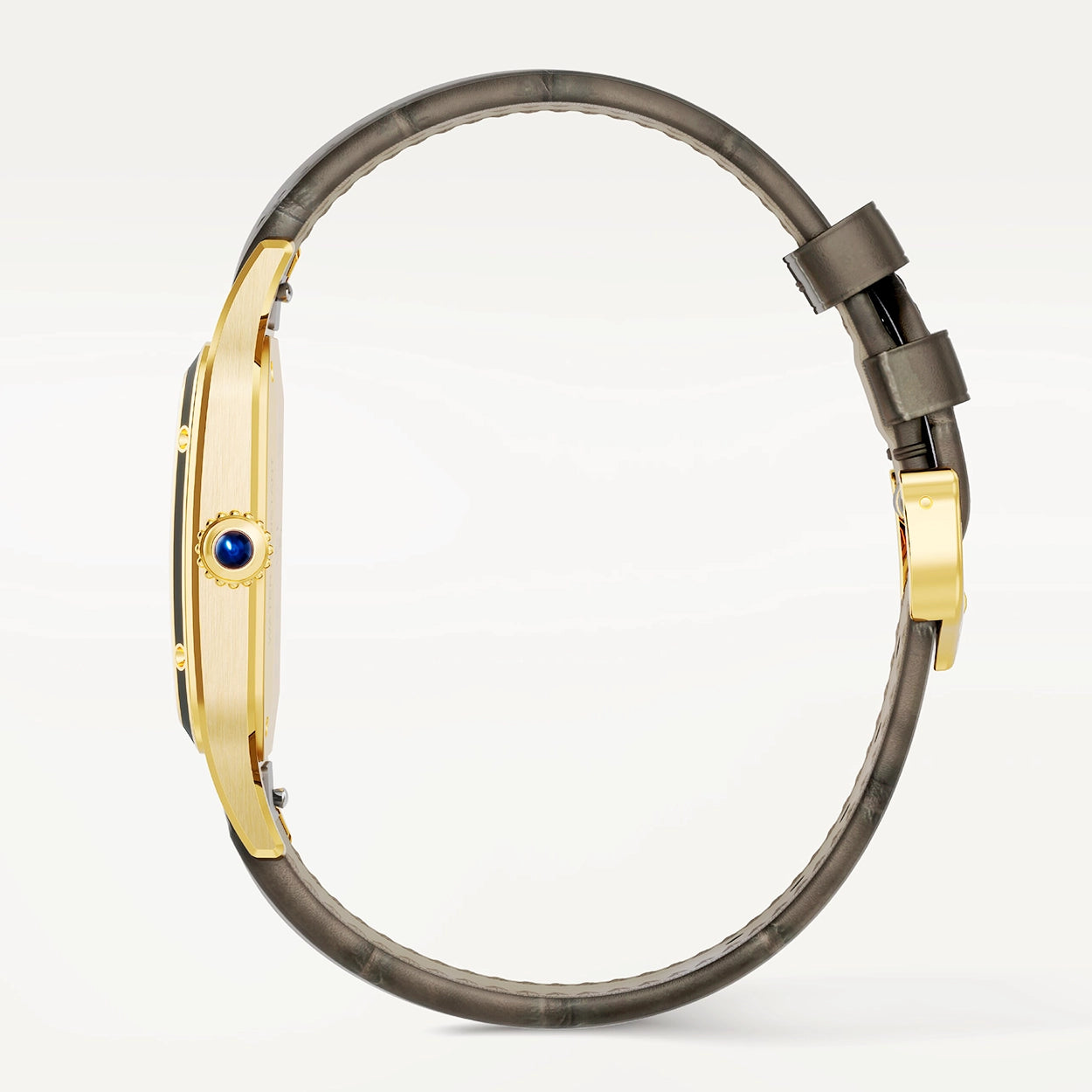 Santos-Dumont Large 18ct Yellow Gold Grey Lacquer Watch